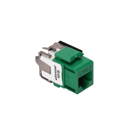 Leviton Extreme Cat6A Quickport Green, Connector, Channel-Rated 6110G-RV6